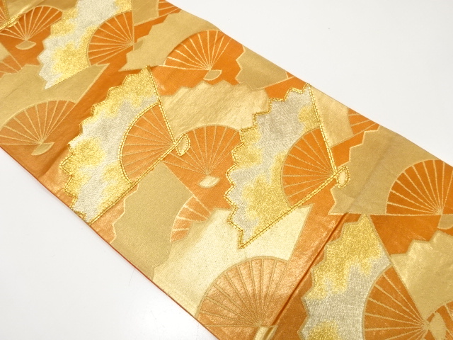 JAPANESE KIMONO / ANTIQUE FUKURO OBI / SILK / EMBROIDERY / FAN